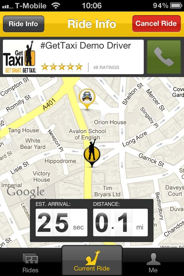 GetTaxi: app para pegar táxi em Londres