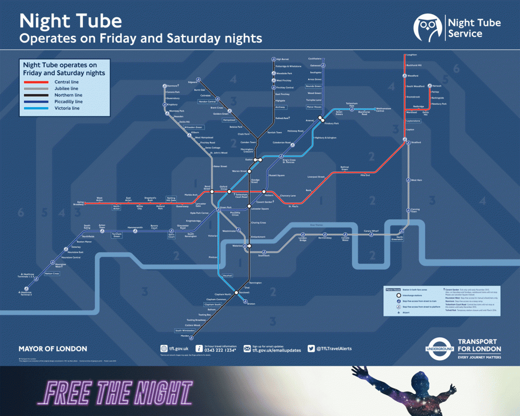Mapa do Night Tube